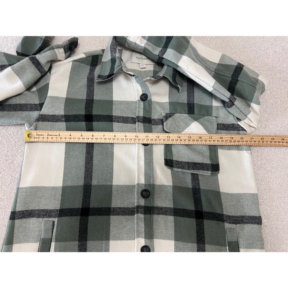 Ecothreads Women's Plaid Shirt Jacket Green Black White Size Medium - Picture 9 of 10